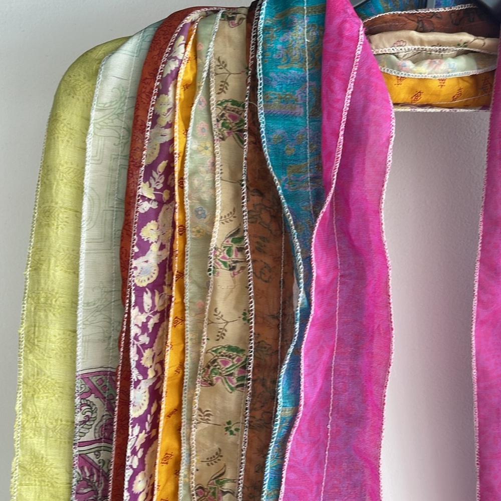 Colorful flowing hippie look scarf. - Picture 2 of 9
